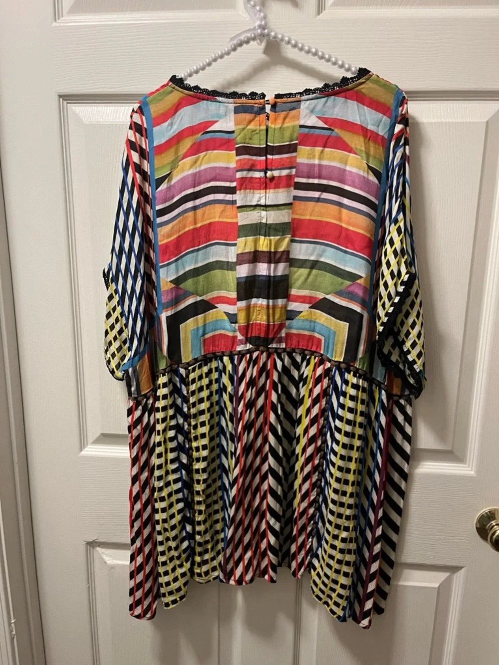 Anthropologie Conditions Apply Multi-Color Geometric Boho Blouse Plus Size 2X - Picture 2 of 8